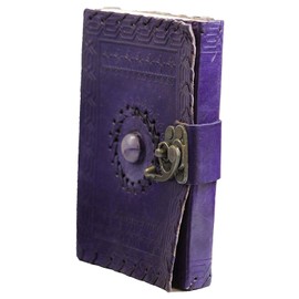 Leather Journal Writing Notebook - Antique Handmade Leather Bound Daily Notepad for Men & Women Unlined Paper Medium 7 x 5 Inches