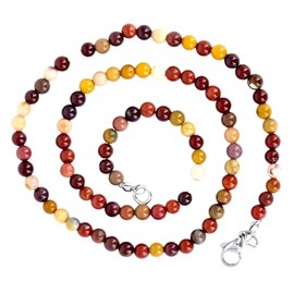 Taddart Minerals - Colourful Necklace Made from Natural Gemstone Mookaite with 4 mm Balls and 45 cm Length - Handmade, Mookaite, Mookaite