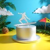Tortenaufsatz Surfer-Silhouette, silberfarben, spiegelnd, 10 x 8 cm