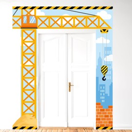 3 Pcs Construction Party Door Banner Decor Excavator Zone Birthday Decorations Construction Themed Birthday Backdrop for Baby Shower Birthday Party Favors Supplies