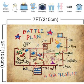 KIKIDOR Kevin Battle Plan Self Drawn Backdrop Vintage Kraft Paper 90s Christmas Children Birthday Party Supplies Classic Christmas Movie Home Wall Decor Portrait Photo Studio Props 7x5ft BJDWFD391
