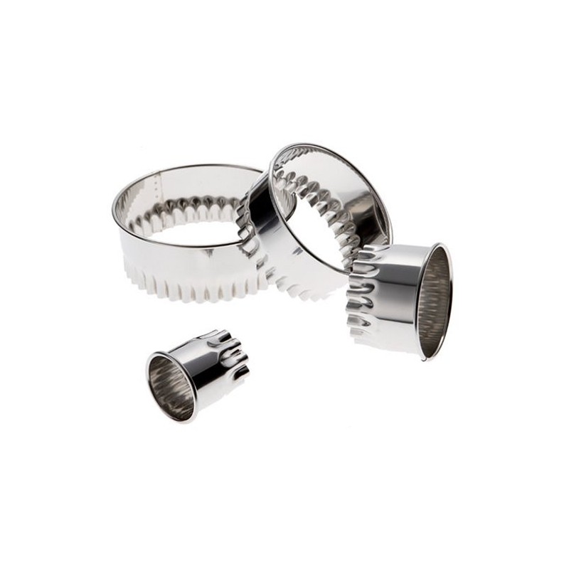 Ateco Fluted Edge Round Cutters in Graduated Sizes, Stainless Steel,