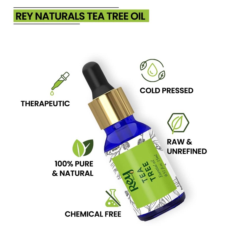 Rey Naturals Tea Tree Essential Oil for Skin, Hair and