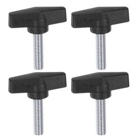 sourcing map 4pcs Tee Wing Knobs M10 x 30mm Metric Male Threaded Stud 55mm T Head Plastic Knob Handles Thumb Screws Hand Clamping Tightening Knob Grip Thumbscrew, Black