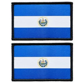 Stidsds - Paquete de 2 parches de la bandera Salvador, parches bordados, banderas El Salvador, parches tácticos militares cierre para ropa, sombrero, mochilas, decoraciones del