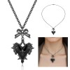 HEXORA - Collar Gótico Mujer Dije Corazón Negro con Cruz