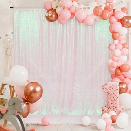 PartyDelight Iridescent 7FTx7FT Sequin Backdrop Photography Curtain Special Events Party