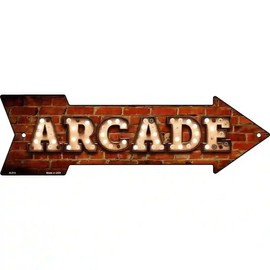 Arcade Bulb Letters Metal Arrow Sign – Retro Marquee-Style Wall Decor (17" X 5")