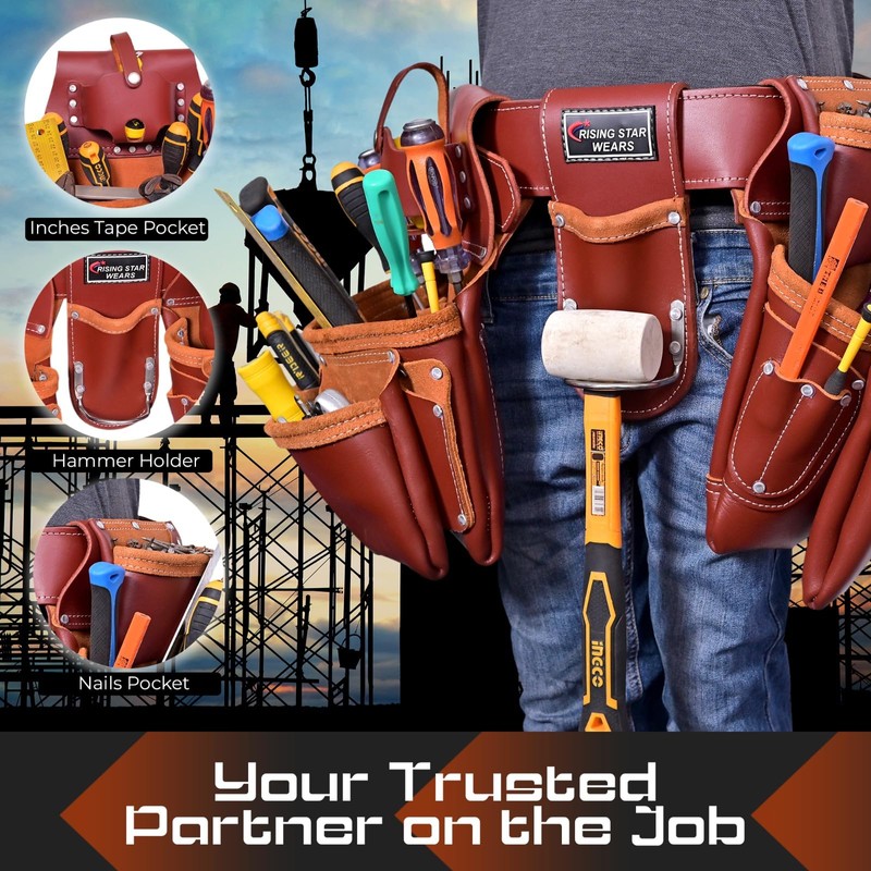 Leather Tool Pouch, Tool Organizer, Premium Tool Bag for Carpenter,
