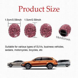 4 Pack Car Tire Valve Stem Caps, Bling Valve Stem Caps, Crystal Rhinestone Car Tire Caps, Car Wheel Tire Valve, Bling Car Accessories Tire Caps Universal for Cars, Trucks and Motorcycles (Pink)