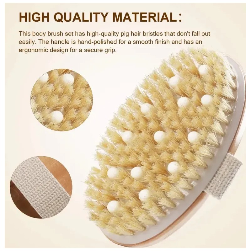 Cepillo Corporal Exfoliante Cuerpo Piel Circulacion Kit 4pcs