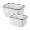 2 Pack Fruit Storage Containers for Fridge with Removable Drain