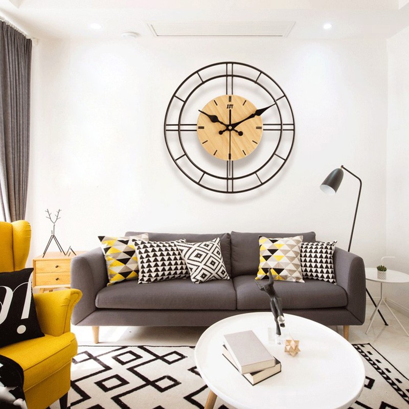 Nordic Modern Fashionable Round Wall Clock Living Room Mute Clock