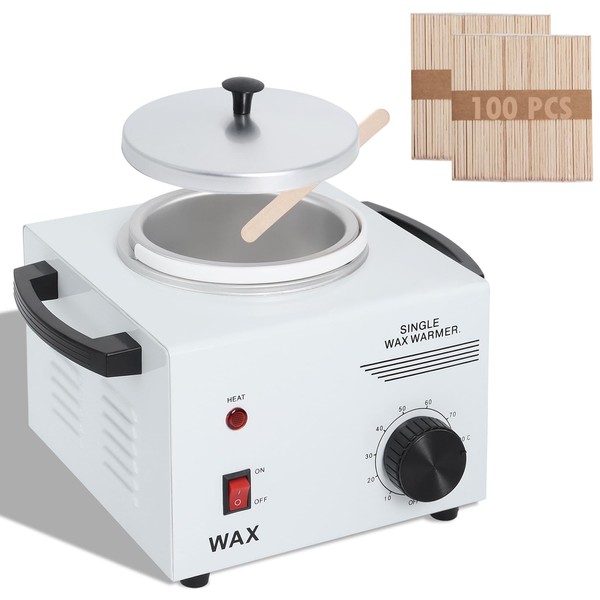 Electric Wax Warmer Machine Single Pot for Body Hair Removal Hot SPA Aluminum Heater with Wooden Wax Sticks