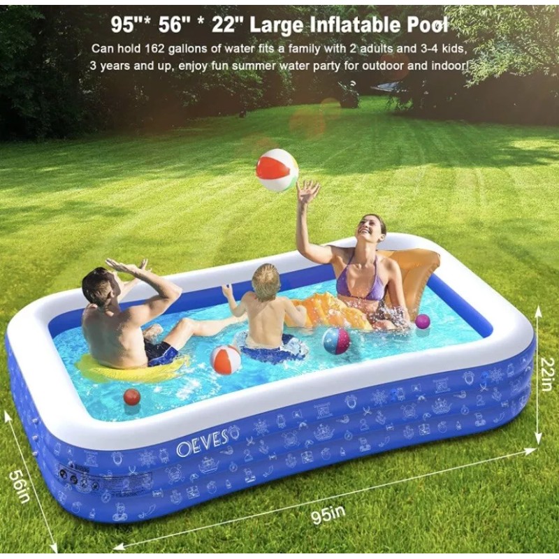 OEVES Inflatable Swimming Pool for Kids and Adults Full-Sized Family