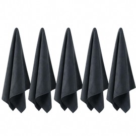 muno+ Toallas de Microfibra para Gym 65×39 cm – Set 5 Piezas Negras – Secado rápido, Ligeras y compactas – Ideales para Gimnasio, Entrenamiento y Depo