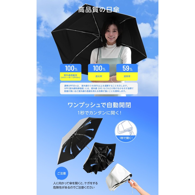 Parasol Folding Umbrella, UV Protection, 100% (Certified by a Third-Party