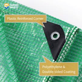 GUARD SHIELD Clear Green Tarp Heavy Duty 16x20 Feet Waterproof for Greenhouse Outdoor Garden Poly Cover UV Resistant 3x3 Weave 10mil