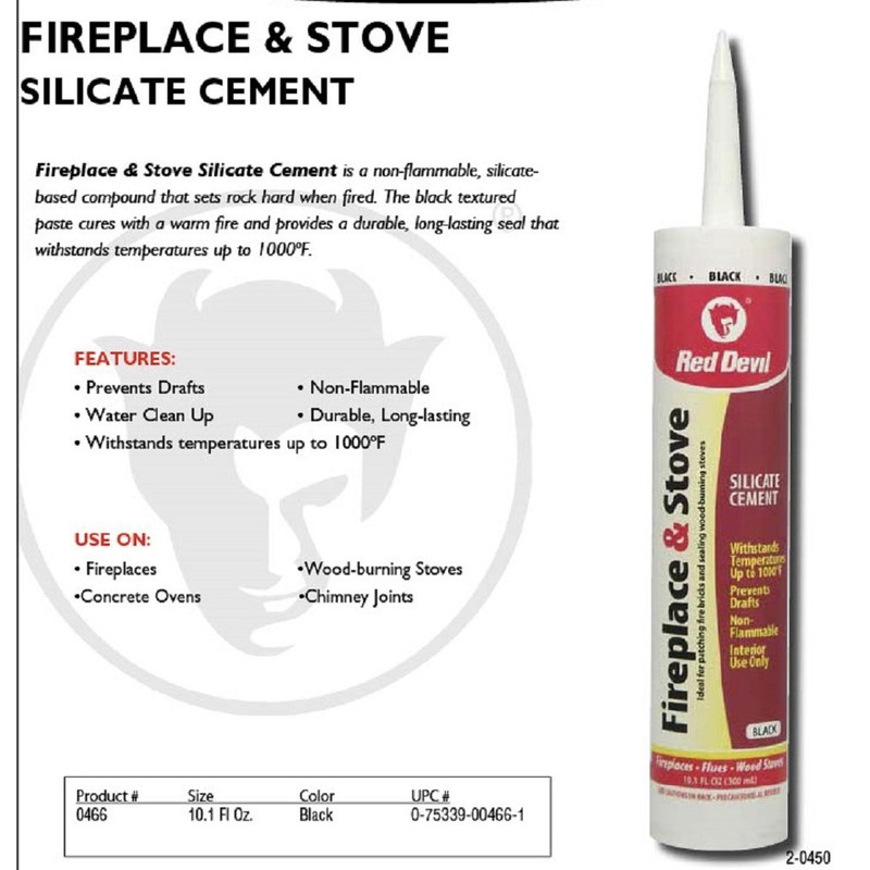 Red Devil 046612 Fireplace & Stove Repair Sealant, Black, 10.1