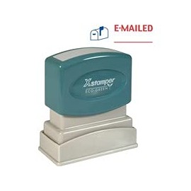 Xstamper Pre-inked Stamp - Message Stamp - e-mailed - 0.50 Impression Width X 1.62 Impression Length - 100000 Impression[s] - Blue, Red - Recycled - 1each