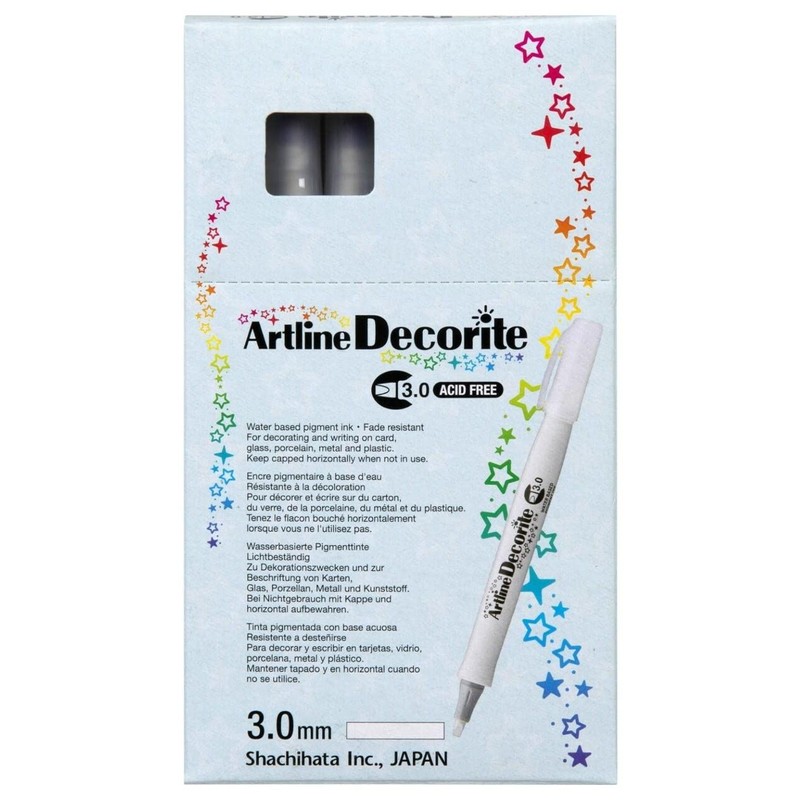 Artline 'Decorite' White Marker Pen 3.0mm for Card, Glass, Metal