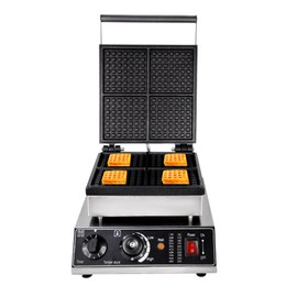 Waffle Maker, 1750W 50-300℃ Commercial Electric Machine Nonstick Waffle Making Machine Flip Waffle Muffin Baker Machine Stainless Steel Temperature and Time Control for Restaurant(4 Grids Rectangular)