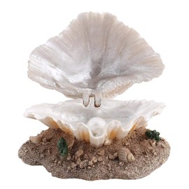 Aquarium Shell Ornament, Resin Fish Tank Shell Pearl Bubbler Coral Reef Aerating Action Landscape Artificial Fish Tank Decoration