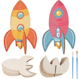 DKINY 10 Pieces Rocket Craft Set Children 3D Rocket Wooden for Crafts and Painting DIY Space Wooden Craft Set Creative Set Craft Supplies Gift for Boys Girls Birthday Children's Day School
