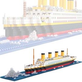 YELIY - Modelo Titanic de Bloques Microset - Kit de Construcción 1860+ Piezas - Titanic Bloque de construcción con Luces, Regalos de cumpleaños de Navidad para Adultos y niños.