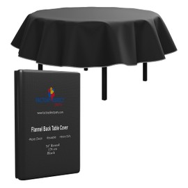 Exquisite Black Vinyl Tablecloths - 70 in. Round - Pack of 1 Round Tablecloth - Black Flannel Backed Vinyl Tablecloths for Round Tables - Plastic Table Cloths with Flannel Backing - Waterproof