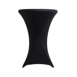 iEventStar 30 inches 32'' Highboy Cocktail Round Stretch Spandex Fitted Table Cover High Top Square Corners Tablecloth (30''-32'' Dia x 42'', Black)