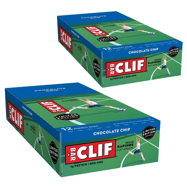 CLIF BARS - Energy Bars - Chocolate Chip - Made with Organic Oats - Plant Based Food - Vegetarian - Kosher (2.4 Ounce Protein Bars, 24 Count) Packaging May Vary