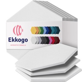 Ekkogo Acoustic Panels - 12-Pack Soundproof Wall Panels, 12"X10.4"X0.4", High Density Sound Dampening - White Hexagon