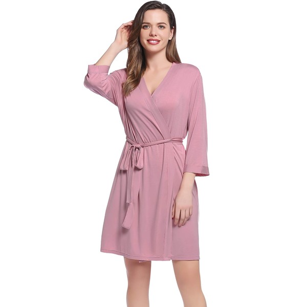 Amorbella Bamboo Travel Dressing Gown Womens Summer Lightweight Cool Short