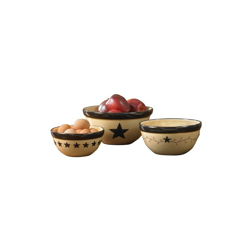 Park Designs Star Vine Mixing Bowls (Set of 3), Multicolor