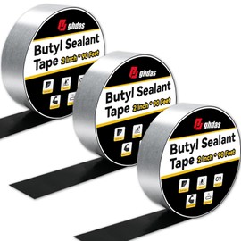 Bghdas - 3 Pack Butyl Sealant Tape 2" X 90' - Double Sided - Black Vapor Barrier Butyl Tape for Wall of Crawl Space, Rv Windows, Deck Boat, Crawlspace (Waterproof, Weatherproof)