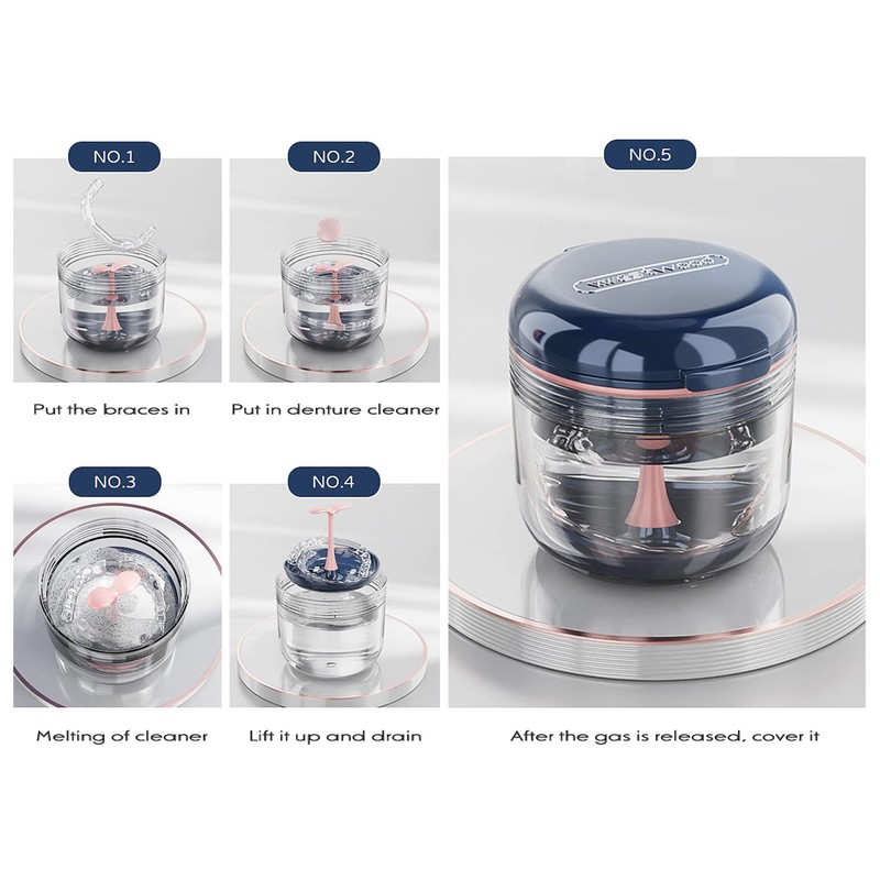 MURRI&MURRDI Retainer Case, Denture Bath Box with Strainer Basket, Mouth