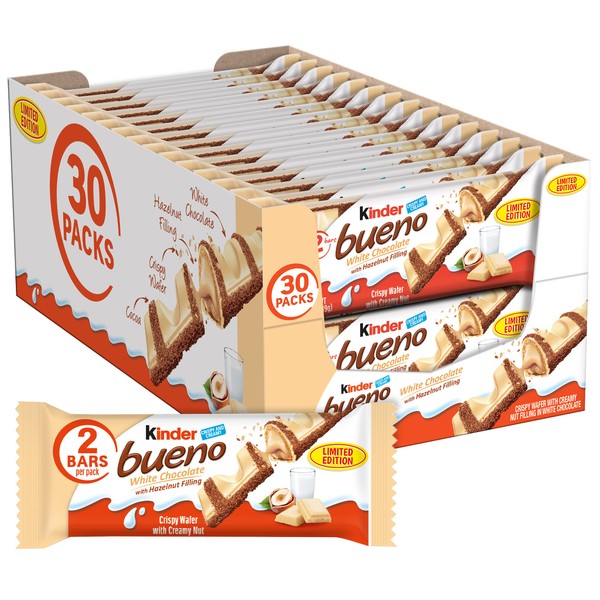Kinder Bueno White Chocolate and Hazelnut Cream Candy Bar, 2