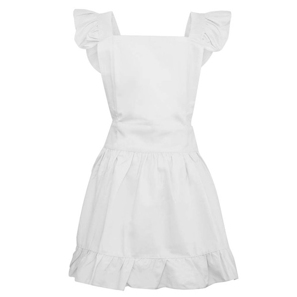 Aspire Cotton Retro Adjustable Ruffle Apron Kitchen Cooking Adult & Kids Maid Costume - White - Kids