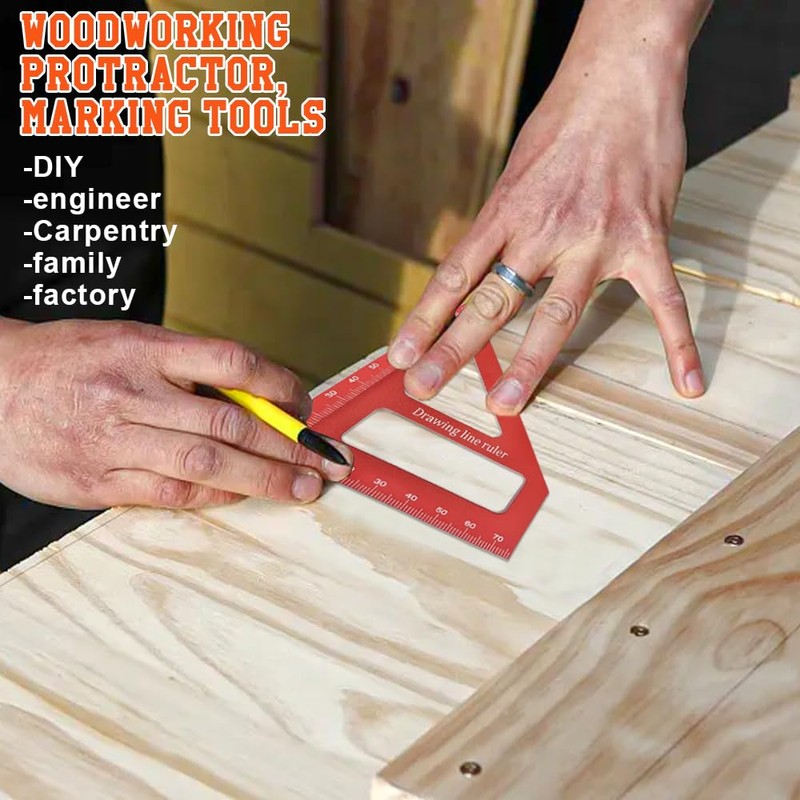 square protractor,Multi Angle Measuring Ruler, Aluminum Alloy Woodworking Square Protractor,