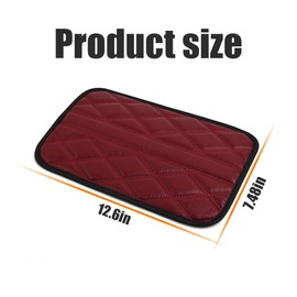 KHGUZ Car Center Console Cushion Pad, Leather Waterproof Vehicle Armrest Seat Box Cover, Comfortable Automotive Interior Arm Rest Protector Accessories, Universal for SUV, Sedan, Truck (Wine Red)