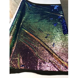 New Creations Fabric And Foam Inc Iridescent Sequins Fabric,Shiny Reversible Mermaid Fish Scales Royal /Green-Yard