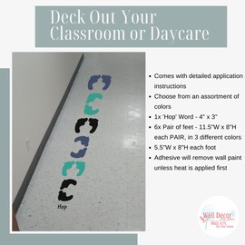 Hop Feet Sensory Path Floor Decals for Kids - Die-Cut Vinyl Sensory Walk Decals - Education Sensory Walking Path Stickers - Classroom Floor Stickers - Daycare & School Hallway Decor