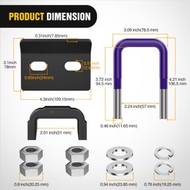Nilight Trailer Hitch Tightener for 2 Inch Trailer Hitches Hitch Mount Anti Rattle Heavy Duty Steel with Rubber Cover Dark Purple U Bolt Matte Black Plate Electrophoresis Anti-Rust Triple Protective