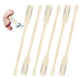 ZKENIRD 6 Pcs 2-in-1 Nasal Cutter, Upgrade Double Sided Nose Knife, 360 Nostril Hair Remover Tool, Trimmer for Men, Women, Soft Cleaning Brush (Cream)