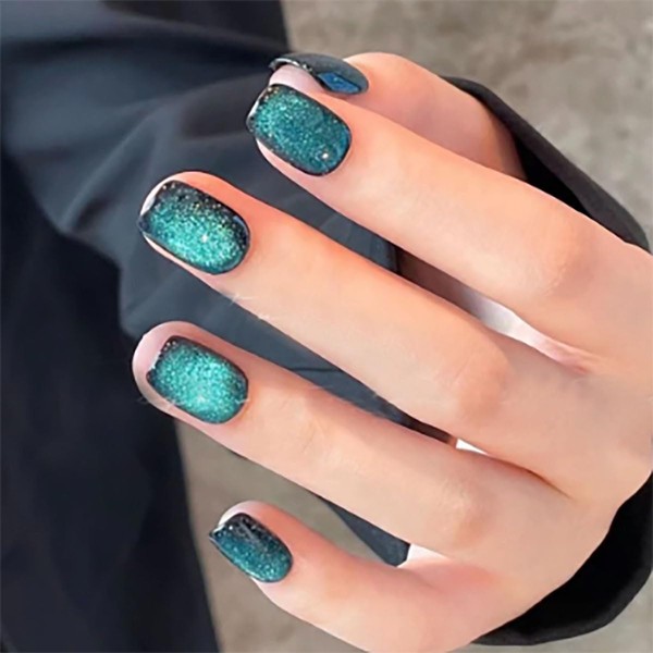 XZMeiLun Summer Press on nails (JP012-Green Cat Rye, 24Pcs (Pack