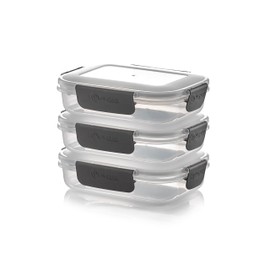 Alpha Designs | Meal Prep Containers Reusable Food Lunch Box with Lids | 3 Pack | 600ml