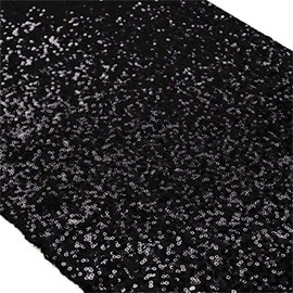 Time to Sparkle 12x108inch Glitter Sequin Table Runner Chair Sashes Swags Wedding Party Table Decoration Sequin Tablecloth- Sequin Black