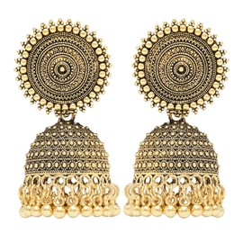 I Jewels Gold Plated Indian Wedding Bollywood Ethnic Jhumka Earrings For Women (E3313FL)
