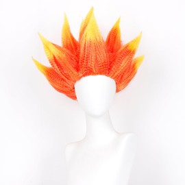 BEAUEXE Short Orange Yellow Ombre Wig Prestyled Spiky Fire Costume Wig for Fire Cosplay Costume Wig